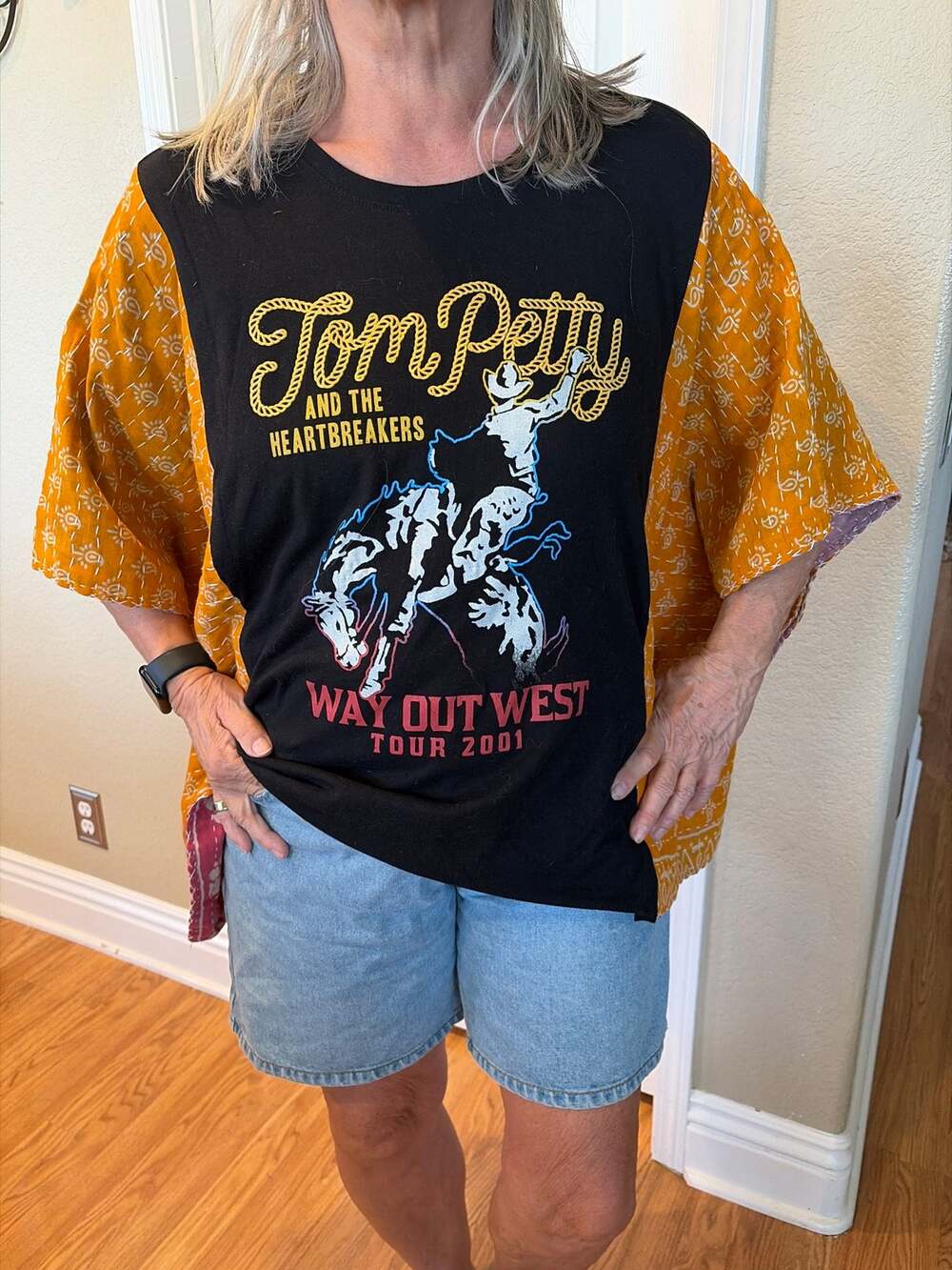 Tom Petty Upcycled Kantha Tunic Top Shirt OS Handmade Boho